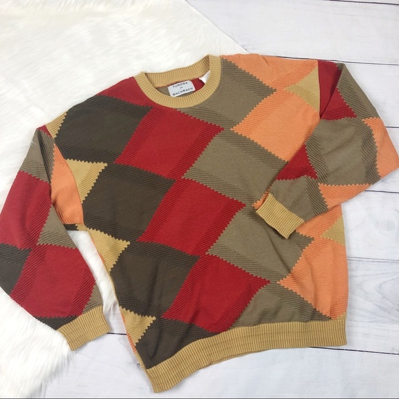 Vintage Tundra Coogie Style Sweater Pull Over Color Block Medium Crew - Picture 2 of 6